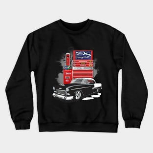 1955 Black Chevy Bel Air Garage Built Print Crewneck Sweatshirt